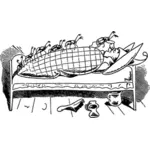 Wektor rysunek łóżko owadów podchodzi do człowieka